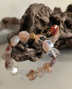 Bracelet Coeurs Quartz-Rutile