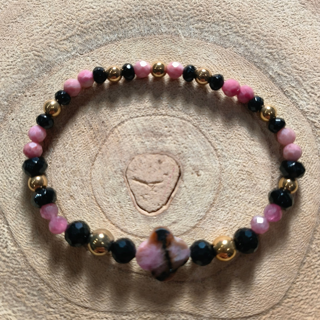 Bracelet Trèfle Rhodonite