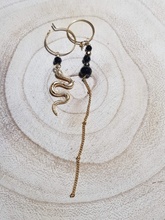 Charger l&#39;image dans la galerie, Boucles d&#39;oreilles plaqué or et Onyx
